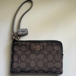 Coach Signature Coated Canvas Wristlet in Black